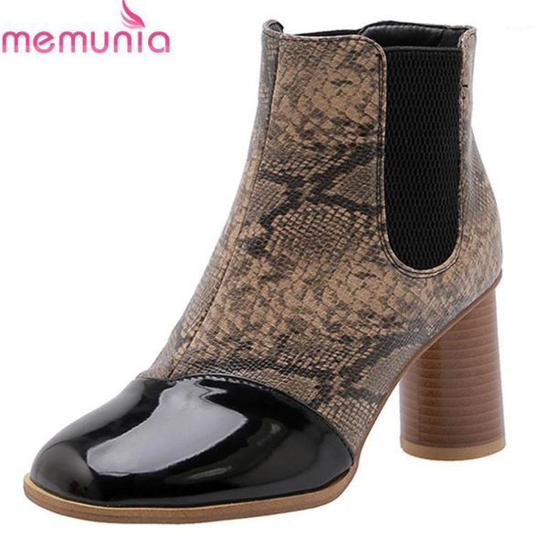 

boots memunia 2021 plus size 34-48 women ankle snake round toe mixed colors autumn winter fashion high heels shoes ladies1, Black