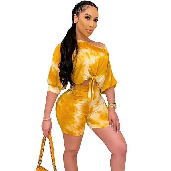 

tie dye 2 piece set jogging femme summer clothes for women tracksuit crop biker shorts sweat suits lounge wear matching sets, Gray