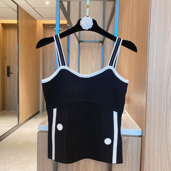 

women's knitted tanks halter waistcoat female fashion 4 color slimming camis thin knitting short top, Black;white