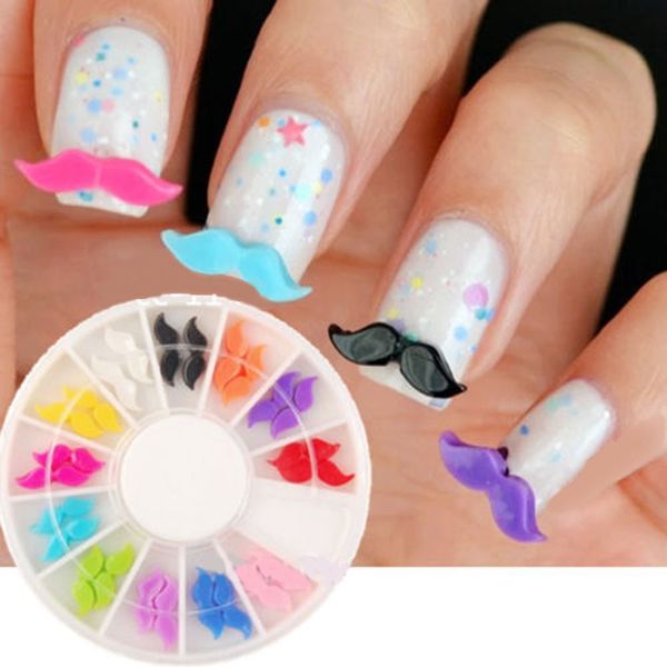 

24pcs diy 3d colors resin beard nail art decoration round wheel, Silver;gold