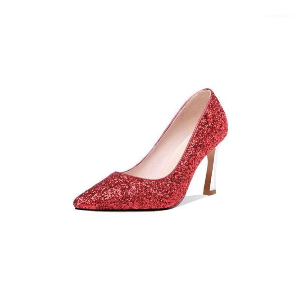 

in the spring of 2020 new fashion high heels pointed sequined single shoes women 40-431, Black