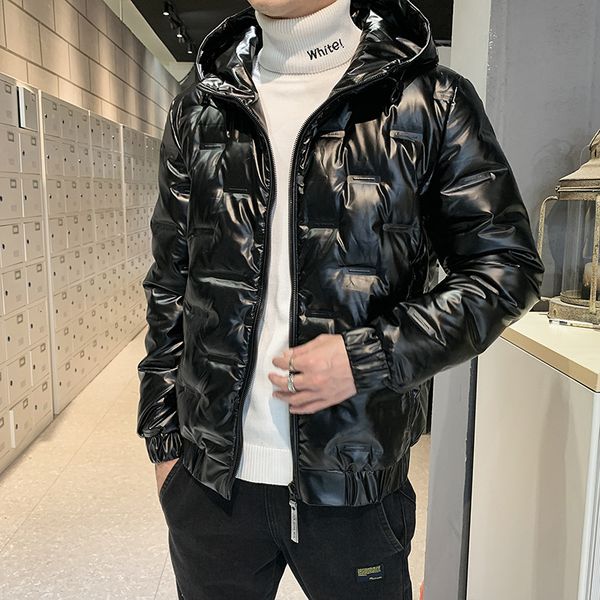 

new lightweight winter fashion cool hooded men's white down jacket, Black
