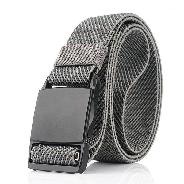 

waist support men belt alloy magnetic buckle quick release casual elastic stretch jeans training adjustable tactical belts army waistband1, Black;gray