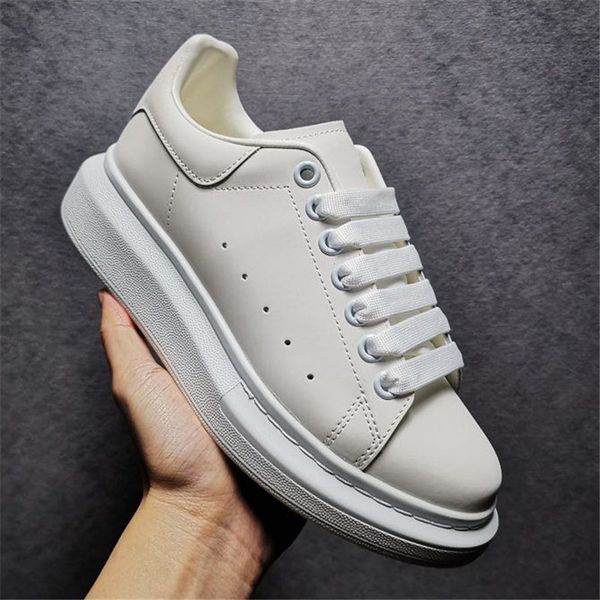 

2021 fashion men women shoes leather lace up shoes men's daily lifestyle skateboarding sneakers white comfort pretty platform casual sh, Black