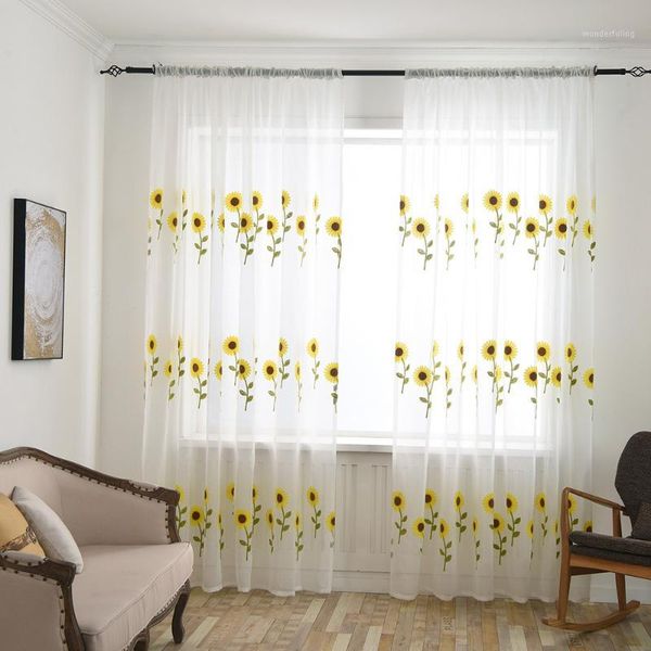 

fresh style leaves sheer window curtains tulle living room deoceation treatments voile drape valance 1 pc fabric firanki na okno1