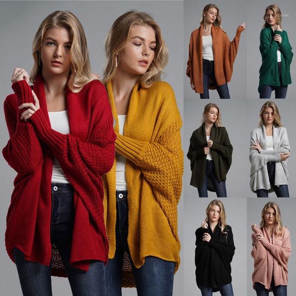 

women batwing long sleeve open front knitted cardigan pointelle pullover sweater costume loose plus size winter streetwear 20181, White;black