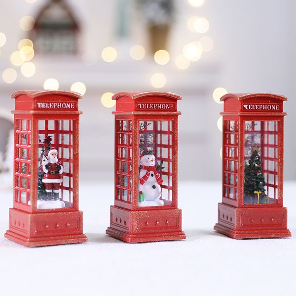 

christmas led flame lamp ornament telephone booth small oil lamp props coffee shop ktv scene decoration wind lamp cne fast shipping