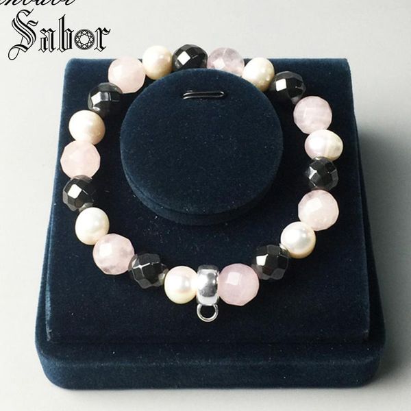 

mens charm bracelet pink white grey freshwater pearl charm carrier for women romantic gift bracelet jewellery, Golden;silver