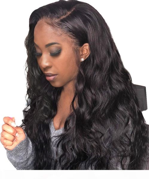 

130% destiny brazilian human hair 360 lace frontal wigs for black women pre plucked with baby hair natural color body wave, Black;brown