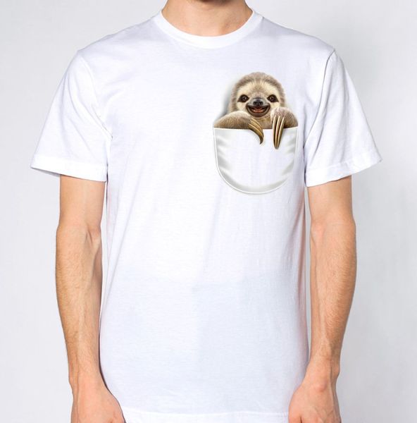 

men summer round neck men's t shirt men's t-shirt fashion sloth fake pocket new t-shirtt shirt ideas sport hooded sweatshirt hoodi