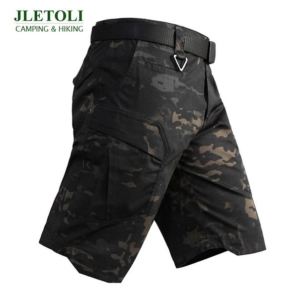 

jletoli summer hiking shorts men multi pocket loose camouflage short outdoor climbing army military training tactica wmtads, Camo;black