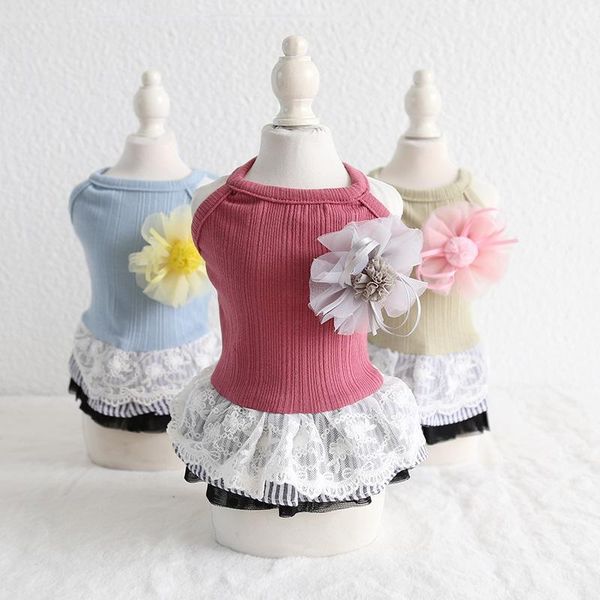 

dog apparel cute flower pet cat party weddingdress tutu skirt summer puppy hoodie shirt vest costume girl clothes for chihuahua1