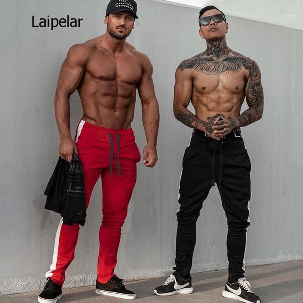 

casual patchwork pants men cotton jogger skinny sweatpants gym fitness workout trousers spring autumn male sportswear trackpants1, Black