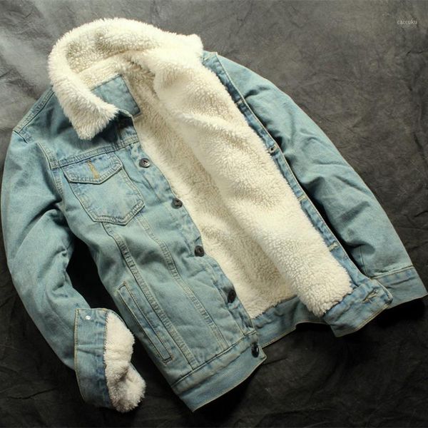 

winter men fashion fleece thick pure color casual denim jackets male cotton slim vintage jackets men coats1, Black;brown