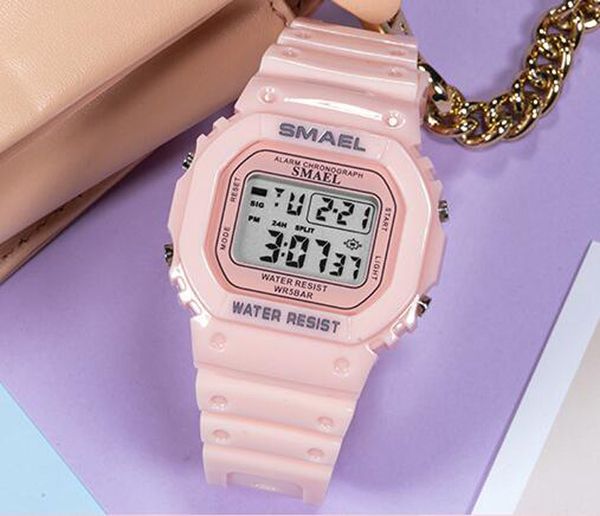

wholesale new smaeltrendy waterproof fashion girls watch boy watch student ditigal watch pink plastic strap case watches a01a2, Slivery;brown
