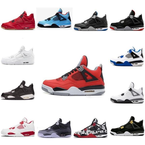 

new 4 4s basketball shoes metallic purple red green bred black cat men mens sport sneakers