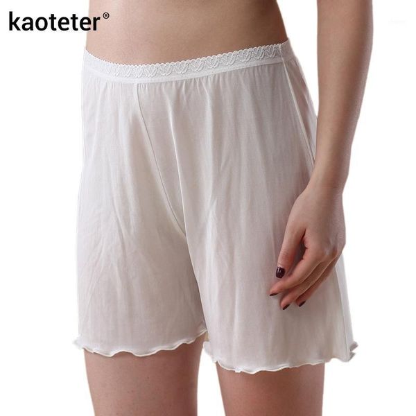 

wholesale-100% silk women's safety short pants femme summer cool shorts women underpants woman lace loose knickers female thin panties1, Black;pink