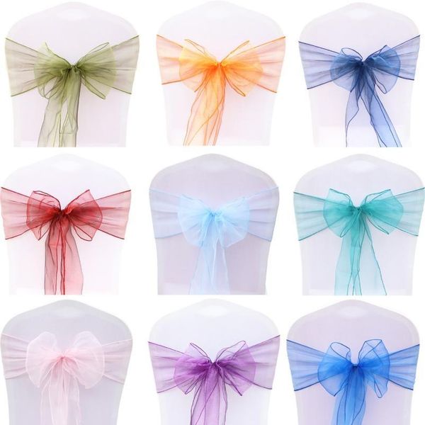 

1pcs organza wedding chairs knot cover bow decoration chair sashes bands chair belt ties for weddings party l banqu qylimb