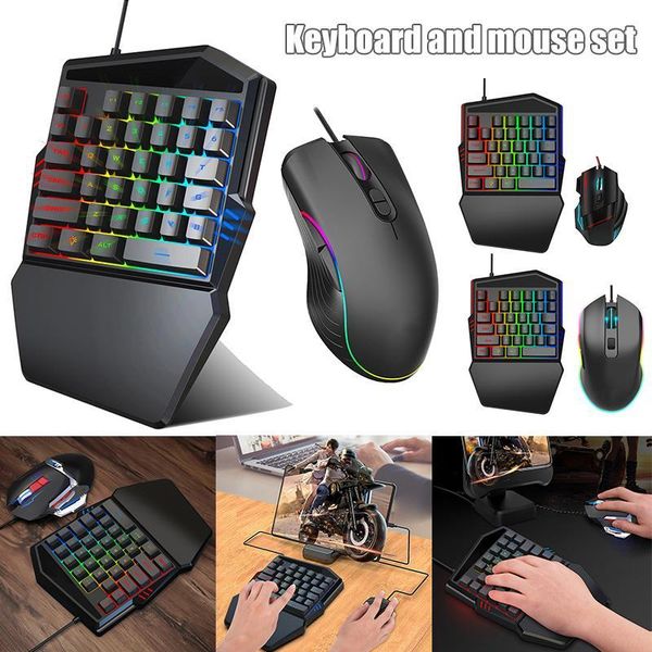 

keyboard mouse combos ergonomic combo one-handed 35 keys wired set for pc gaming kqs81