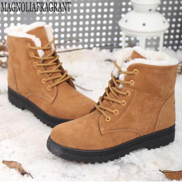 

women boots warm winter women shoes plus size female faux suede ankle boot for woman botas mujer plush ladies snow boots y255, Black