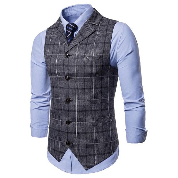 

dress vests for men thick single-breasted suit vest male e-strip men's business vest waistcoat men gilet homme vests for, Black;white