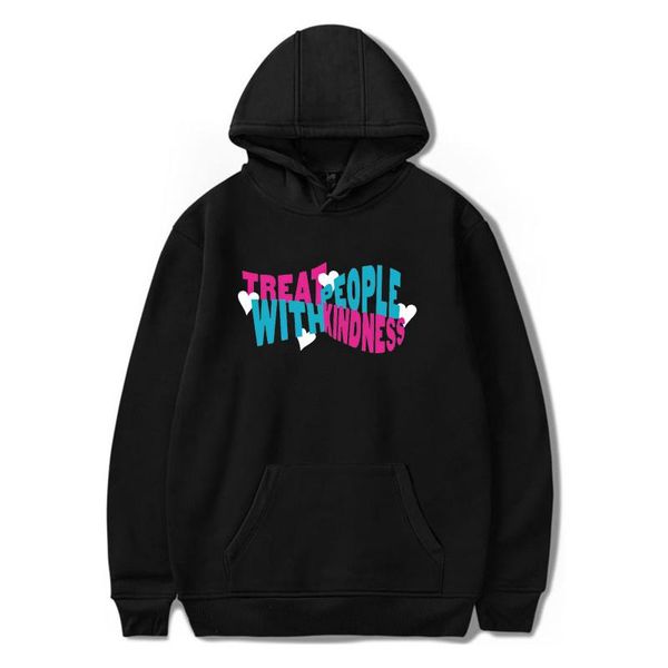 

harry styles treat people with kindness hoodies men women hip hop sweatshirts harajuku letter print warm hoodie clothes, Black