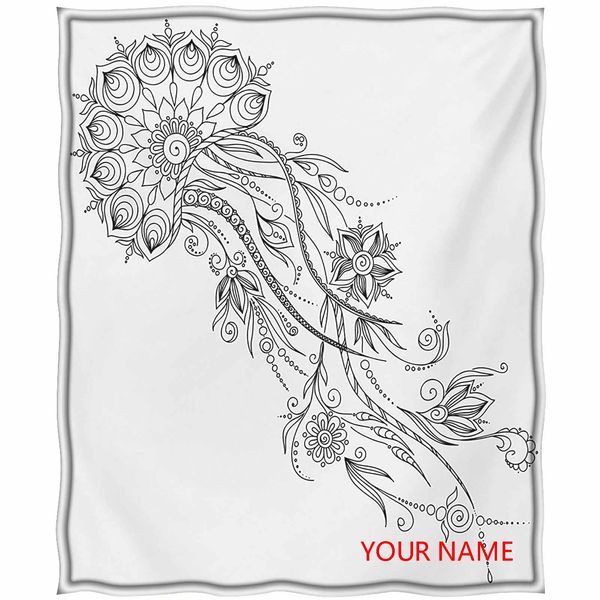 

henna lightweight warm blankets, abstract floral jellyfish sea animal merged with flora black white inspired diy blanket, for night sweats