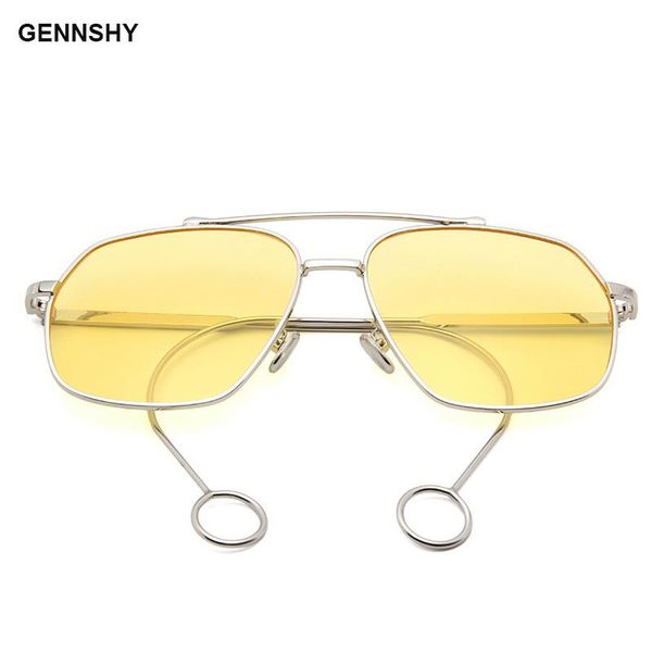 

sunglasses arrival earring shape men women fashion oversize metal circle double beam eyeglasses ocean lenses eyewear, White;black
