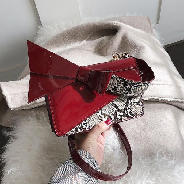 

shoulder bags luxury handbag 2021 fashion bow tote bag quality patent leather women's designer serpentine messenger