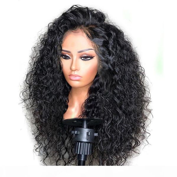 

new european and american women's black front lace small wavy hair wig, Black;brown