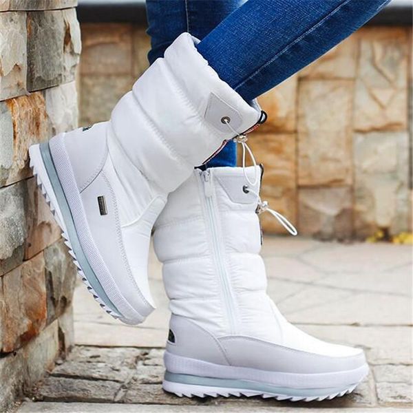 

boots classic women winter mid-calf snow female warm fur plush insole botas mujer size 34-40, Black