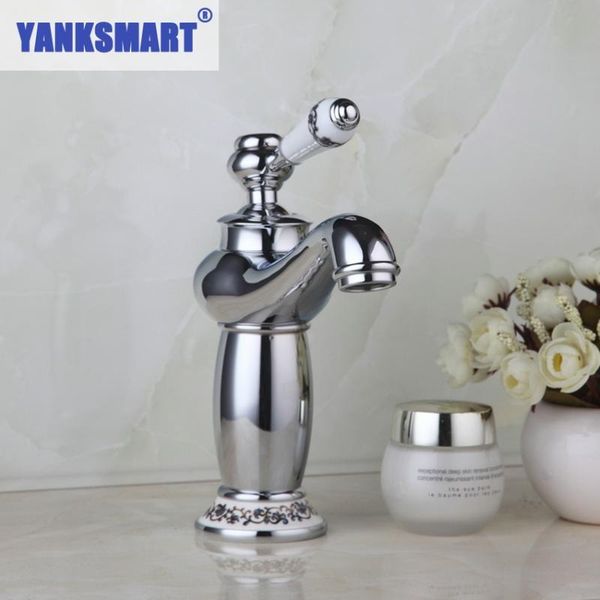 

yanksmart bathroom basin faucet deck mounted chrome faucet and white painting mixer tap single handle hole & cold water tap