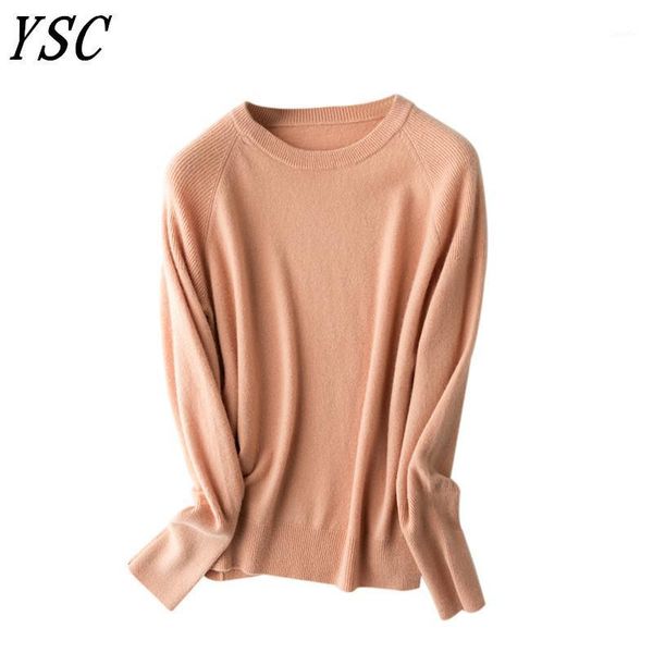 

ysc 2020 winter women knitted 100% pure wool sweater classic round collar loose style keep warm soft high-quality pullover1, White;black