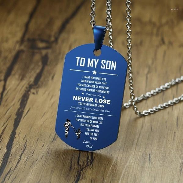 

custom mens neckalce dogtag pendant special blue tone stainless steel design brands fashion custom nameplate for jewelry1, Silver