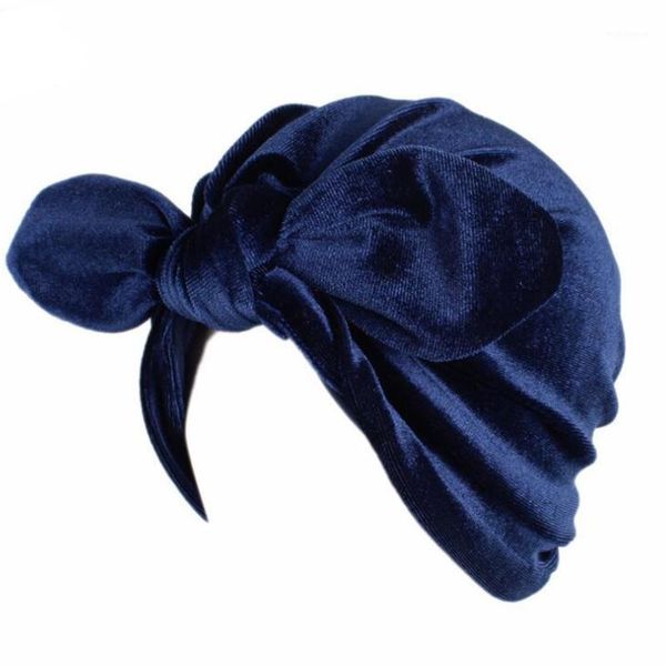 

beanie/skull caps arrival women ear style hats soft velvet turban dome headwear bow bowknot cap beanie head wrap1, Blue;gray