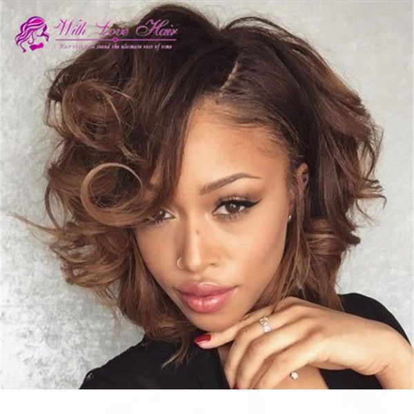 

7a grade quality 4 33# loose wave hair ombre lace front wig two tone peruvian human hair wig for black women