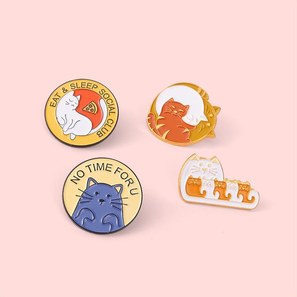 

cat pets club enamel pins cute animals bag brooch lapel badge cartoon jewelry gift for kids friends, Blue