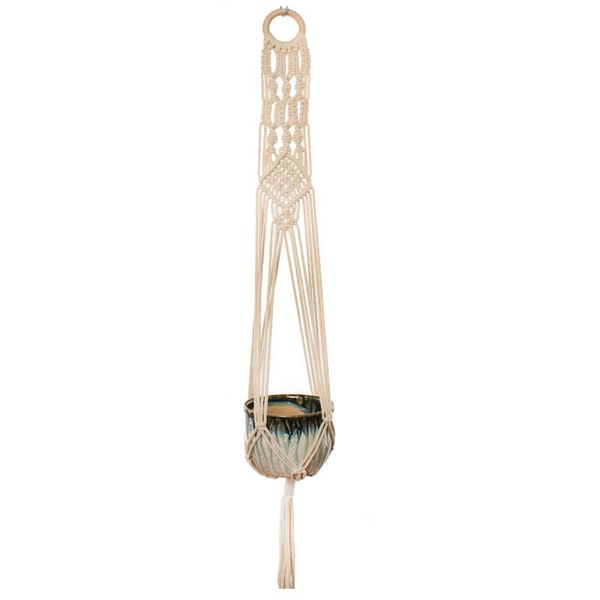 

weave fine cotton ropes handmade flower pot hanging baskets bohemia horticultural greening flowers pots braided rope creative 12xca l1