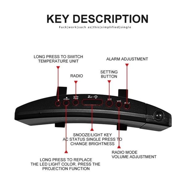 

fm alarm table display function sn led radio digital clock usb projector projection charge thermometer humidness bbyaqg bbyuxon yh_pack