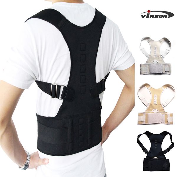 

magnet adjustable posture corrector back posture brace clavicle support sslouching and hunching back trainer for men and women, Black;blue