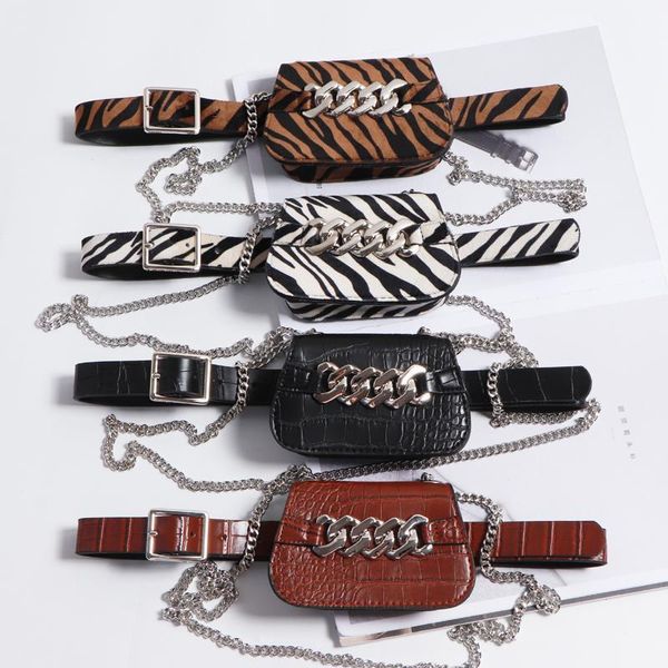 

french women zebra alligator pattern waist packs for women coin lipstick mini fanny pack chain messenger bag waist belt with bag1