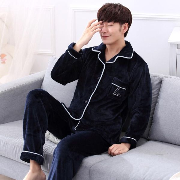 

plus size s-4xl 5xl 6xl flannel pajamas sets autumn winter men thick o-neck sleepwear women cartoon coral fleece lounge set1, Black;brown