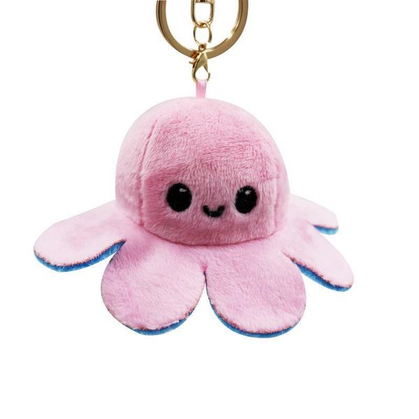 

reversible flip ocs keychain key ring holders plush doll toys bag pendants double-sided emotion toy for kids gifts decoration e122207, Red;brown
