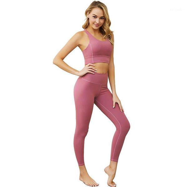 

yoga outfits sports wear for women gym bra high waist fitness leggings set nylon solid running clothing femme suit workout tracksuit1, White;red