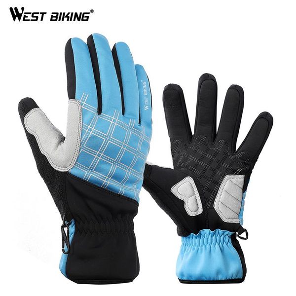 

west biking winter cycling gloves thermal full finger bike gloves touch screen windproof warm outdoor sports ski bicycle gloves wmtdep, Black