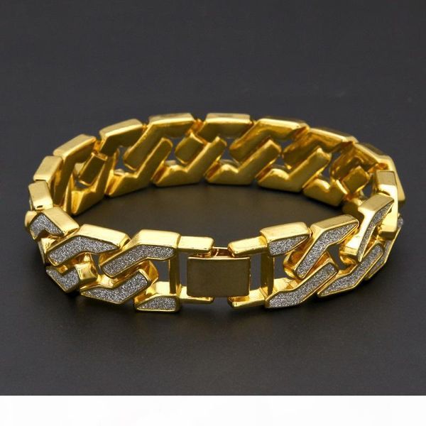 

cuban link chain bracelet for mens iced out hip hop bracelets jewelry gold plating bangle zircon chains, Black