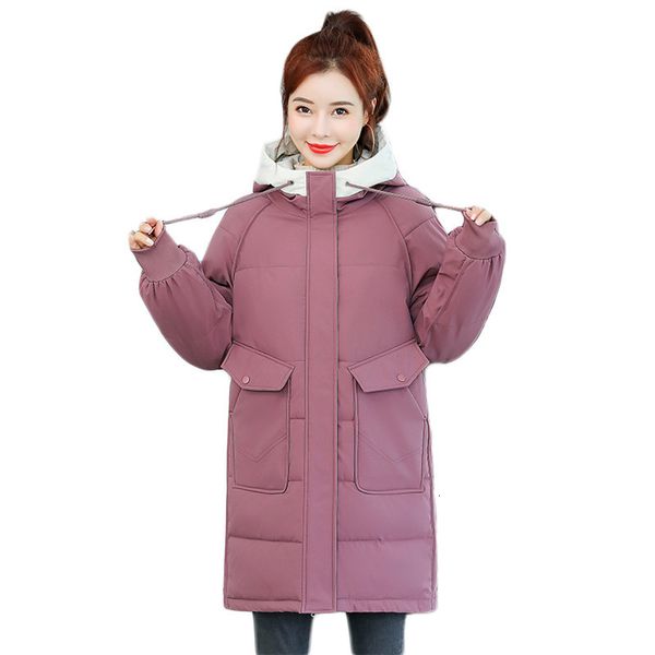 

2021 new female winter coat released white green m-3xl plus size with hoodie cotton jackets new korean fashion long sleeve parkas q07y, Black