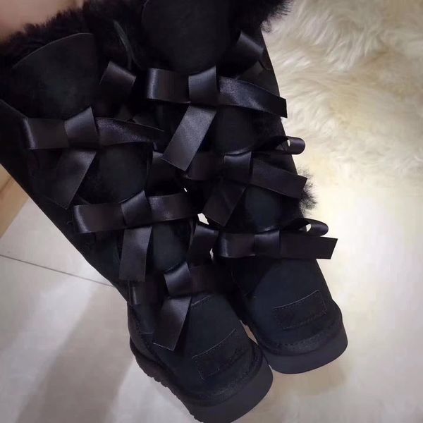 

2021 winter long snow boots bow crystal women's classic fashion brand, Black
