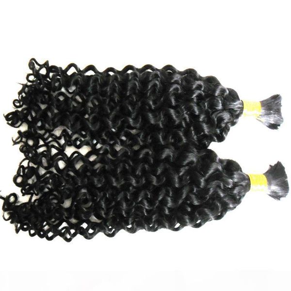

mongolian kinky curly hair 2pcs human hair for braiding bulk no attachment bundles braiding hair extensions, Black