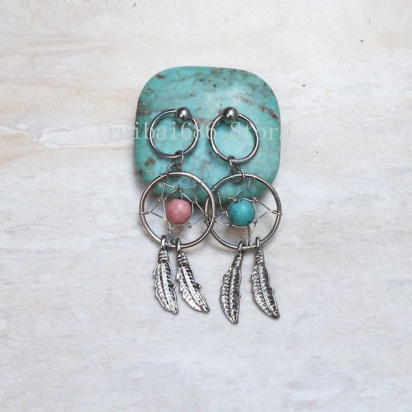 

new 2pcs dreamcatcher cartilage hoop, charm cartilage earring, leaf cbr captive bead ring,fashion jewelry t200508, Silver
